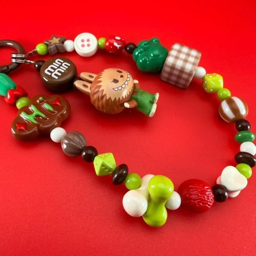 Handmade OOAK POP MART The Monsters Keychain Phone Wristlet Charm